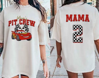 Two-sided Cars Pit Crew Mama Lightning McQueen Birthday Shirt, Family Matching DisneyCars Birthday Shirt,Cars Birthday Boy Tee,WDW Birthday