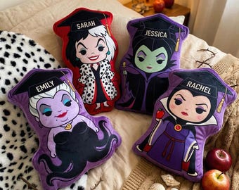 Custom Disneyland Villains Graduation Pillow, Personalized Name Villains Pillow, Maleficent Ursula Cruella Graduation Gift Room Decor
