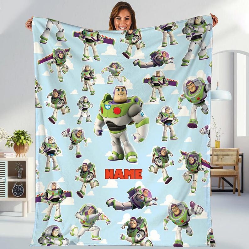 Personalized Toy Story Buzz Lightyear Blanket, Disneyland Toy Story Blanket, Custom Buzz Lightyear Blanket, Disneyland Blanket Gift image 3