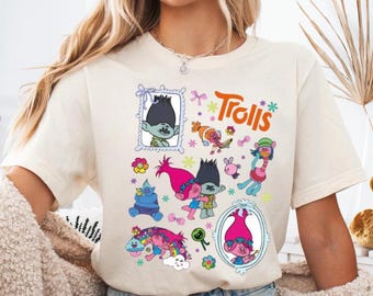 Coquette Bow Trolls Shirt, Trolls Band Together Princess Queen Poppy Birthday Girl, Branch Birthday Boy Girly Trolls Family Group Matching