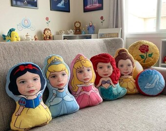 Custom Disneyland Princess Pillow, Personalized Princess Custom Name Pillow, Birthday Gift for Girls, Cinderella Ariel Rapunzel Room Decor