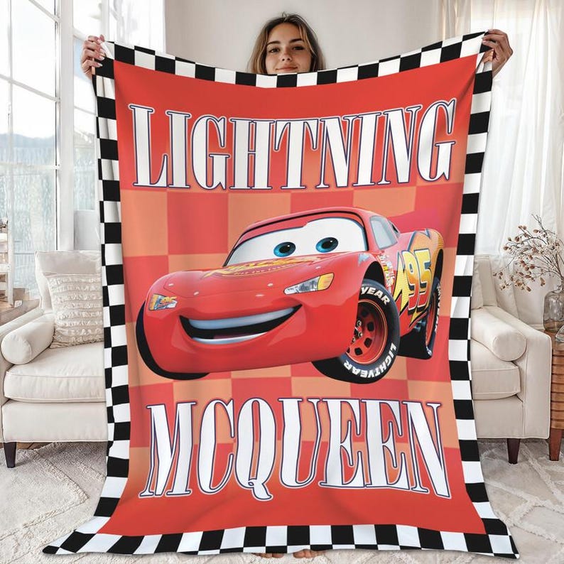 Lightning McQueen Fleece Blanket, Baby Shower Gift, Disneyland Home Decor, Birthday Gift,Lightning McQueen Tow Mater Blanket 02 image 1