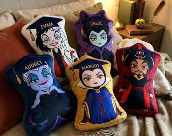 Custom Disneyland Villains Graduation Pillow, Personalized Name Villains Pillow, Maleficent Ursula Cruella Graduation Gift Room Decor