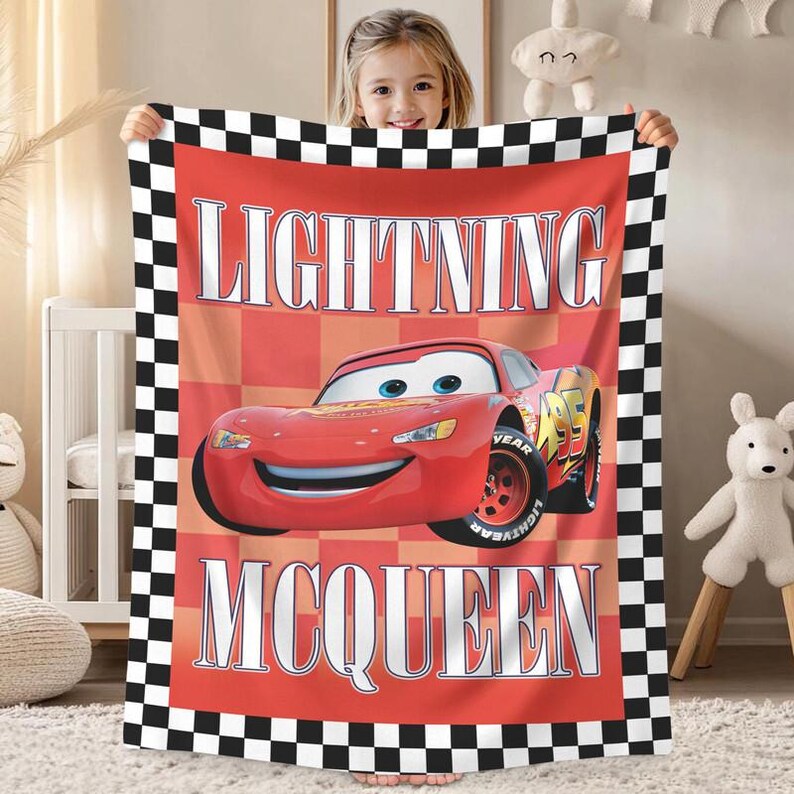 Lightning McQueen Fleece Blanket, Baby Shower Gift, Disneyland Home Decor, Birthday Gift,Lightning McQueen Tow Mater Blanket 02 image 3