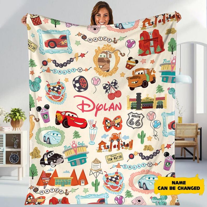 Disneyland Cars Movie Fleece Blanket, Lightning McQueen Baby Blanket, Baby Shower Gift, Custom Blanket, Disneyland Blanket, Cars Blanket image 2