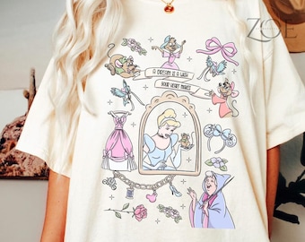 Comfort Colors A Dream Is A Wish Your Heart Makes Shirt,Cinderella Shirt, Disneyland Princess Shirt, Cinderella Coquette Bow Girl Shirt