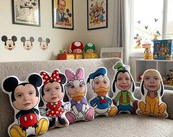 Custom Mickey and Friends Pillow, Custom Mickey Mouse Custom Name Pillow, Disneyland Birthday Gift for Son, Minnie Donald Goofy Room Decor