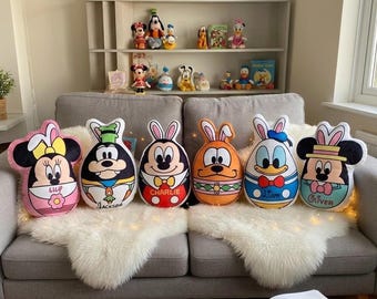 Custom Mickey and Friends Easter Pillow, Personalized Disneyland Mickey Mouse Custom Name Pillow, Easter Basket Gift for, Nursery Decor