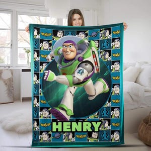 Personalized Toy Story Buzz Lightyear Blanket, Jessie Woody Fleece Blanket, Throw Fleece For Bed Sofa, Disneyland Movie, Birthday Gifts image 3