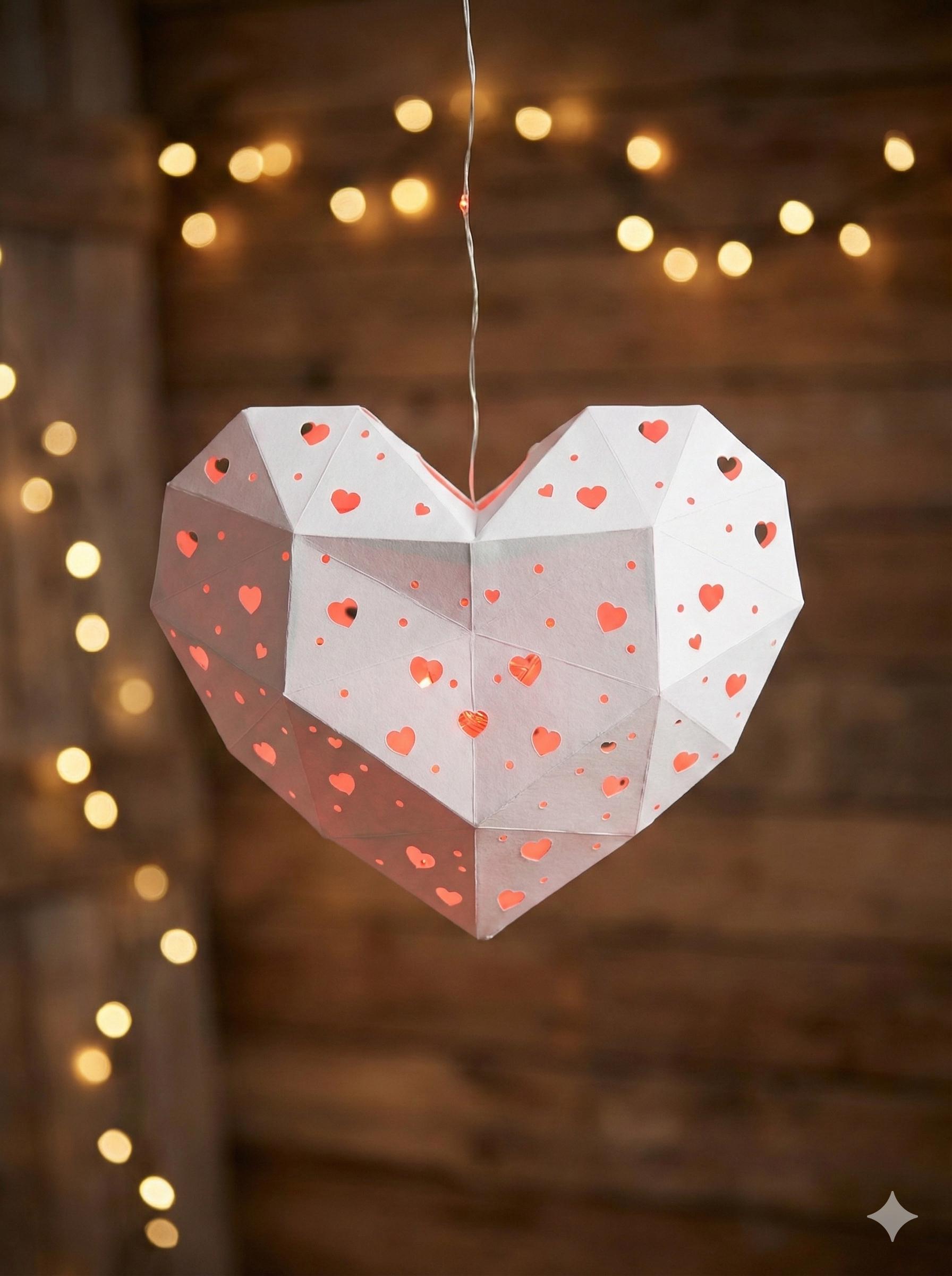 Valentine Papercraft Heart Hanging Light – Romantic Night Light - Etsy UK