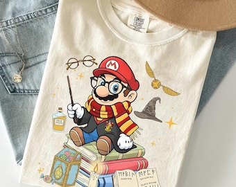 Camiseta retro de Super Mario, camiseta épica de Universal Studios, camiseta de bruja disfrazada de Mario, viaje familiar a Nintendo World, regalos de cumpleaños de Mario
