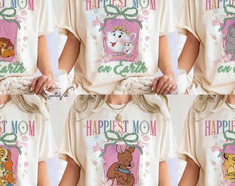 Disney Coquette Row Lyckligaste mamman på jorden T-shirt, Disney Mors dag-present, MRS Pott Chip T-shirt, Mamma och dotter-tröja, present till mamma