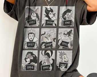 Camiseta retro de villanos de Disney de los 90, camisetas vintage de Úrsula, la Reina Malvada y Cruella, camiseta de Disneyworld, camiseta para un viaje familiar a Disneyland, regalo de cumpleaños