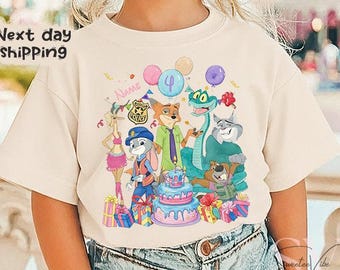 Custom Name Zootopia 2 Birthday Shirt, Disney Judy Hopps Nick Wilde Gary De'Snake Birthday Gift, Disneyland Family Tee, Birthday Gift Youth