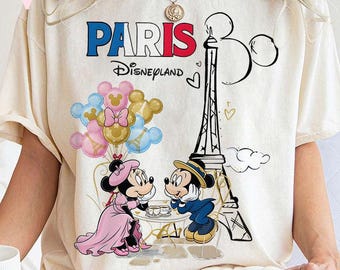 Retro Mickey and Minnie Disneyland Paris T-shirt, Eiffel Tower Mickey Mouse Shirt, Disney Paris Girl Trip 2026 tee, Disneyland Vacation Tee