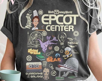 Retro Disney Epcot Comfort Colors-skjorta, Vintage Epcot 1982-skjorta, Musse Pigg och vänner-tröja, Epcot-resa-skjortor, Disneyland-familjematchning-tröja