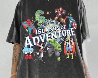 Camiseta de personajes de Universal Islands of Adventure, camiseta desteñida de la familia Universal, camiseta de vacaciones familiares de Universal Studio, camiseta con diseño de Disneyland