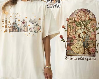 Retro Skönheten och Odjuret-tröja, Saga lika gammal som tiden-tröja, Förtrollad ros-tröja, Prinsessan Disney, Prinsessläsningsbok, Disney Parks