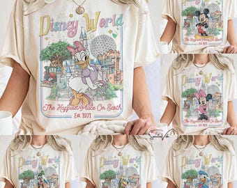 Retro Disneyworld-tröjor med alla karaktärer, Musse Pigg och vänner Disney 2026-resa, matchande Disneyworld-tröja, WDW Magic Kingdom-familjesemester