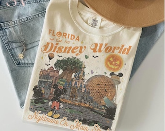 Vintage Musse Pigg Mardröm på Main Street T-shirts, Retro Musse Pigg och vänner T-shirts, Walt Disneyworld T-shirt, Disney 2026 Resa Disney Semester T-shirt