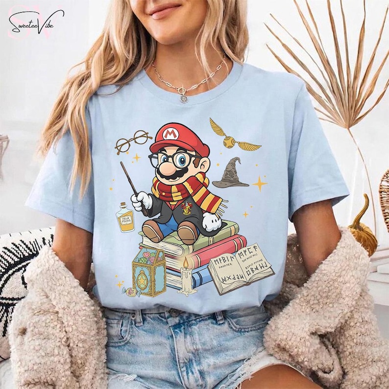 Retro Super Mario Shirt, Epic Universe Universal Studio Tee, Mario Costume Witch Tee, Nintendo World Family Trip, Mario Birthday Gifts image 5