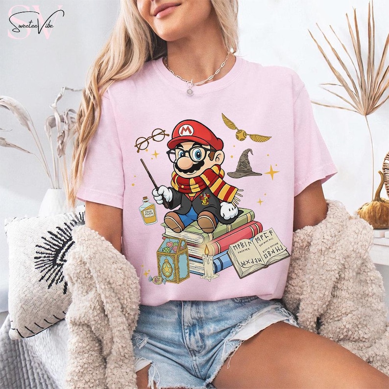 Retro Super Mario Shirt, Epic Universe Universal Studio Tee, Mario Costume Witch Tee, Nintendo World Family Trip, Mario Birthday Gifts image 2