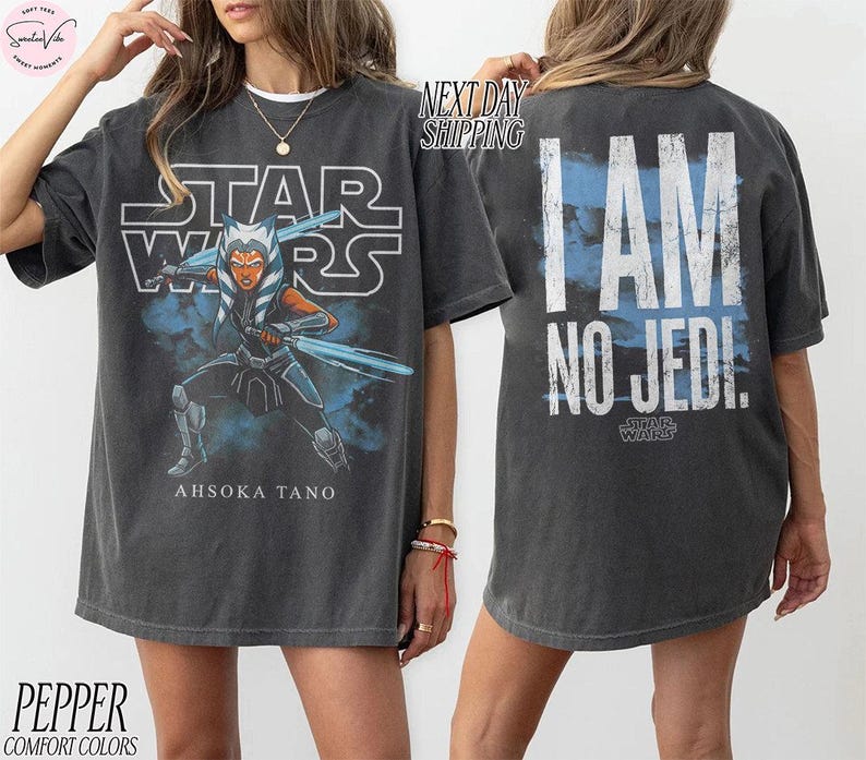Vintage Ahsoka Tano Star Wars T-Shirt: Ahsoka Im No Jedi Sweatshirt, Star Wars Clone Wars Disneyworld May the 4th Shirt Star Wars Rebels tee image 1
