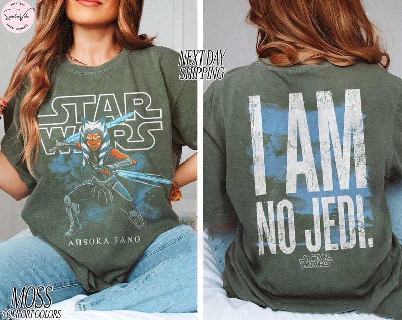 Vintage Ahsoka Tano Star Wars T-Shirt: Ahsoka Im No Jedi Sweatshirt, Star Wars Clone Wars Disneyworld May the 4th Shirt Star Wars Rebels tee image 3