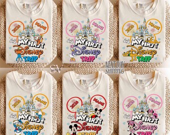Camiseta personalizada "Mi primer viaje a Disney 2026", camiseta familiar de películas de Disney, camiseta de Mickey y sus amigos, vacaciones familiares en Disney, primer viaje a Disneyworld.