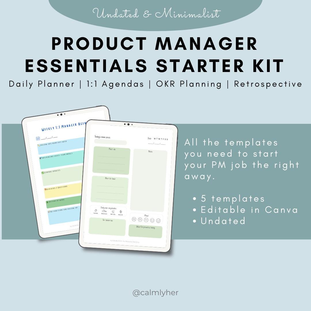 Product Manager Bundle | PM Templates | 1:1 Meeting Notes, OKR Tracker ...