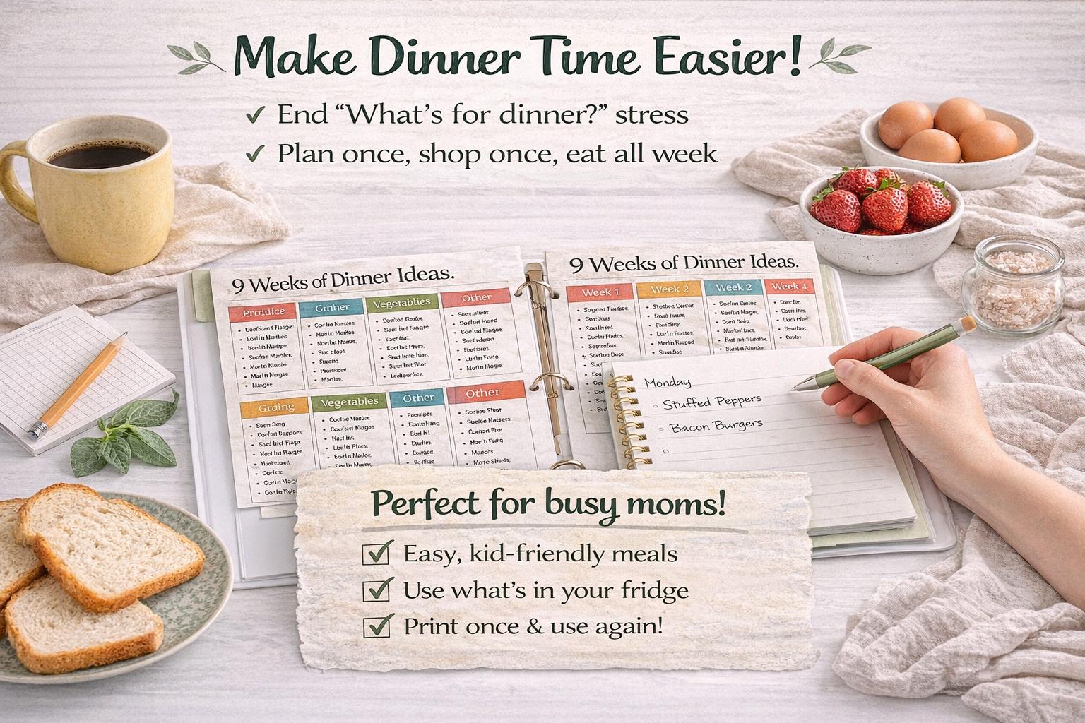 355+ Lunch & Dinner Ideas - Meal Planning Bundle AND Weekly Grocery ...