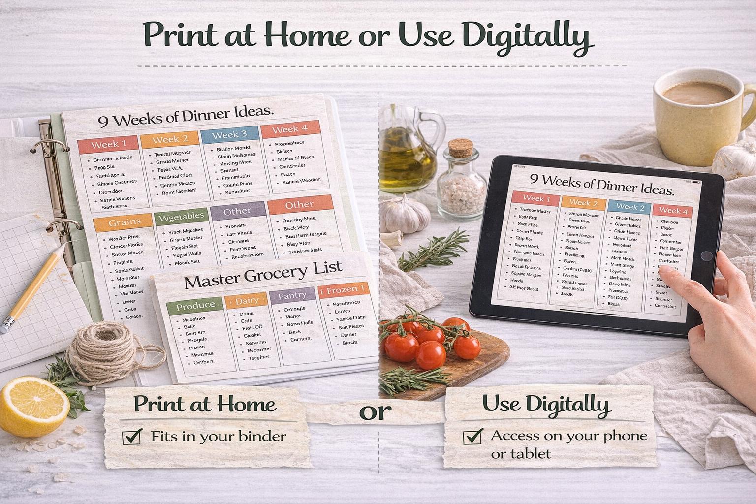 355+ Lunch & Dinner Ideas - Meal Planning Bundle AND Weekly Grocery ...