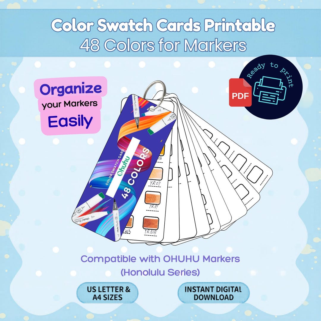 Printable Color Swatch Cards, 48 Marker Chart (digital Download) - Etsy