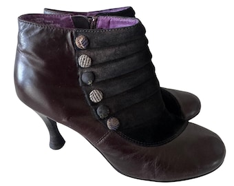 Kenzie Vintage Steampunk Boots 8M Suede Leather Spats Button Whimsigoth Brown