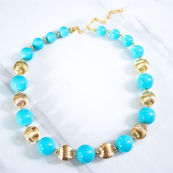 Vintage Joan Rivers Chunky Gold and Turquoise Bead