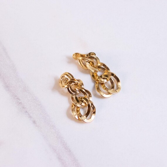 Vintage Monet Gold Double Link Chain Statement Ear