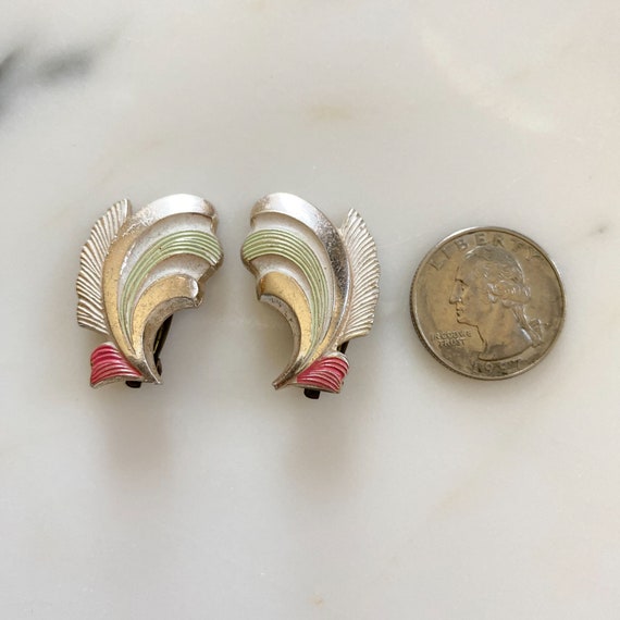 Vintage West Germany Silver Leaf Statement Earrin… - image 10