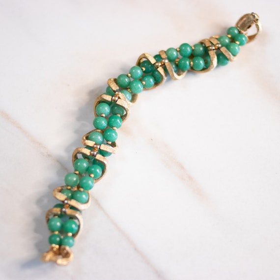 Vintage Mid Century Modern Gold X Bracelet with Gr
