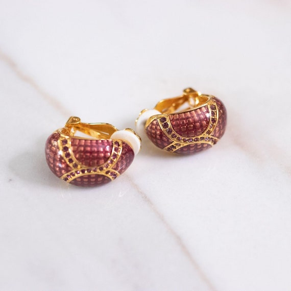 Vintage Joan Rivers Cranberry Enamel and Amethyst