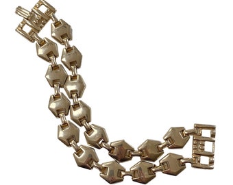 Vintage Geometric Double Link Bracelet, Retro, Mid-Century Modern