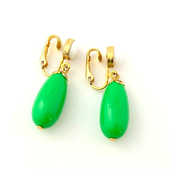 Vintage Avon Green and White Statement Earrings - image 4