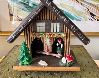 Vintage Toggili Weather House Western Germany Alpine Chalet Thermometer Wooden