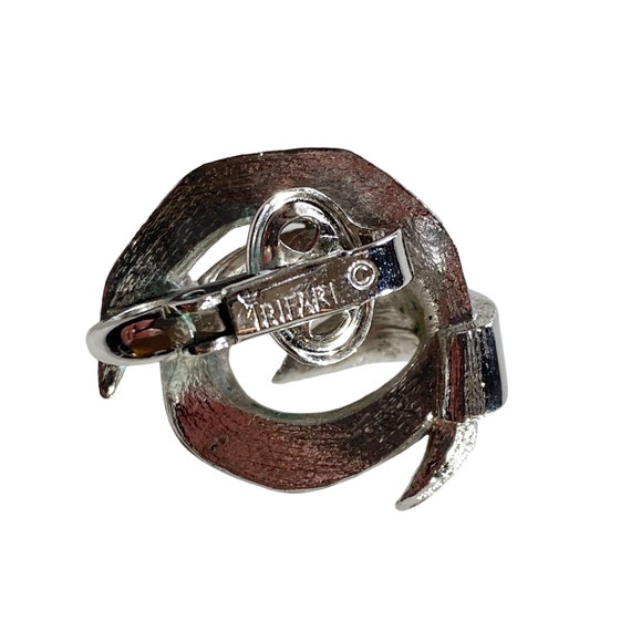 Vintage Crown Trifari Silver Knot & Earring, Mid … - image 5