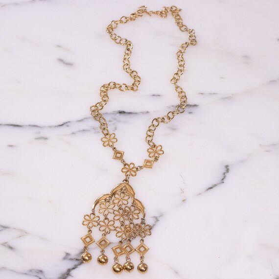 Vintage Crown Trifari Floral Link Tassel Statement