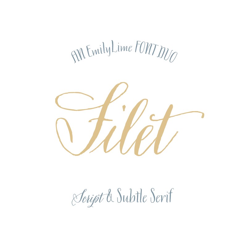 Filet Font Pair Emily Lime Duo Script Serif Menu Calligraphy Wedding Font image 1