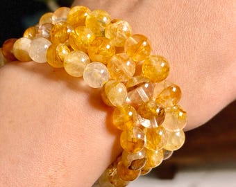 High Grade Golden Healer Quartz Bracelet  | Solar Plexus |Hand Curated AAAA+ High Quality Crystal |8.5mm