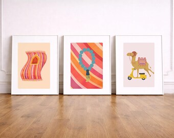 Arte de pared islámico para niños / Juego de 3 / Decoración para niños musulmanes / Decoración de pared para sala de juegos / Decoración infantil / Dormitorio de niña / Descarga digital