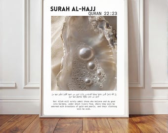 Arte mural islámico / Versículo del Corán / Sura Al Hajj / Decoración de perlas / Decoración del hogar musulmán / Descarga digital