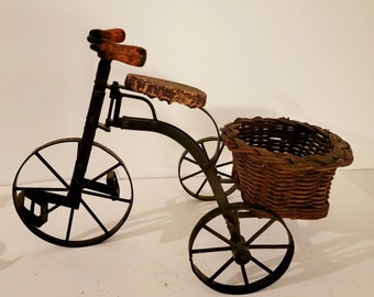 Antique Doll Size Victorian Tricycle Wicker Basket Made Of Wrought Iron, Wood Found By Foo Foo La La