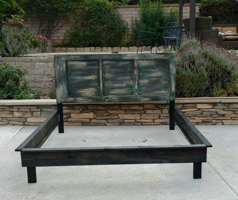 Reclaimed Wood Door Bed Repurposed Wood Door Headboard Queen Etsy